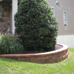 Segmented block retaining walls can turn a sloped area into a useable planting space.